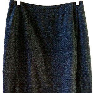 Jones New York Sport Blue/Black Aztec Print Wrap Pencil Skirt Career/Casual 10